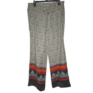 Punjammies Sudara Pants L Beige & Pink Boho Hippie Lounge Resort Wide Leg Pajama